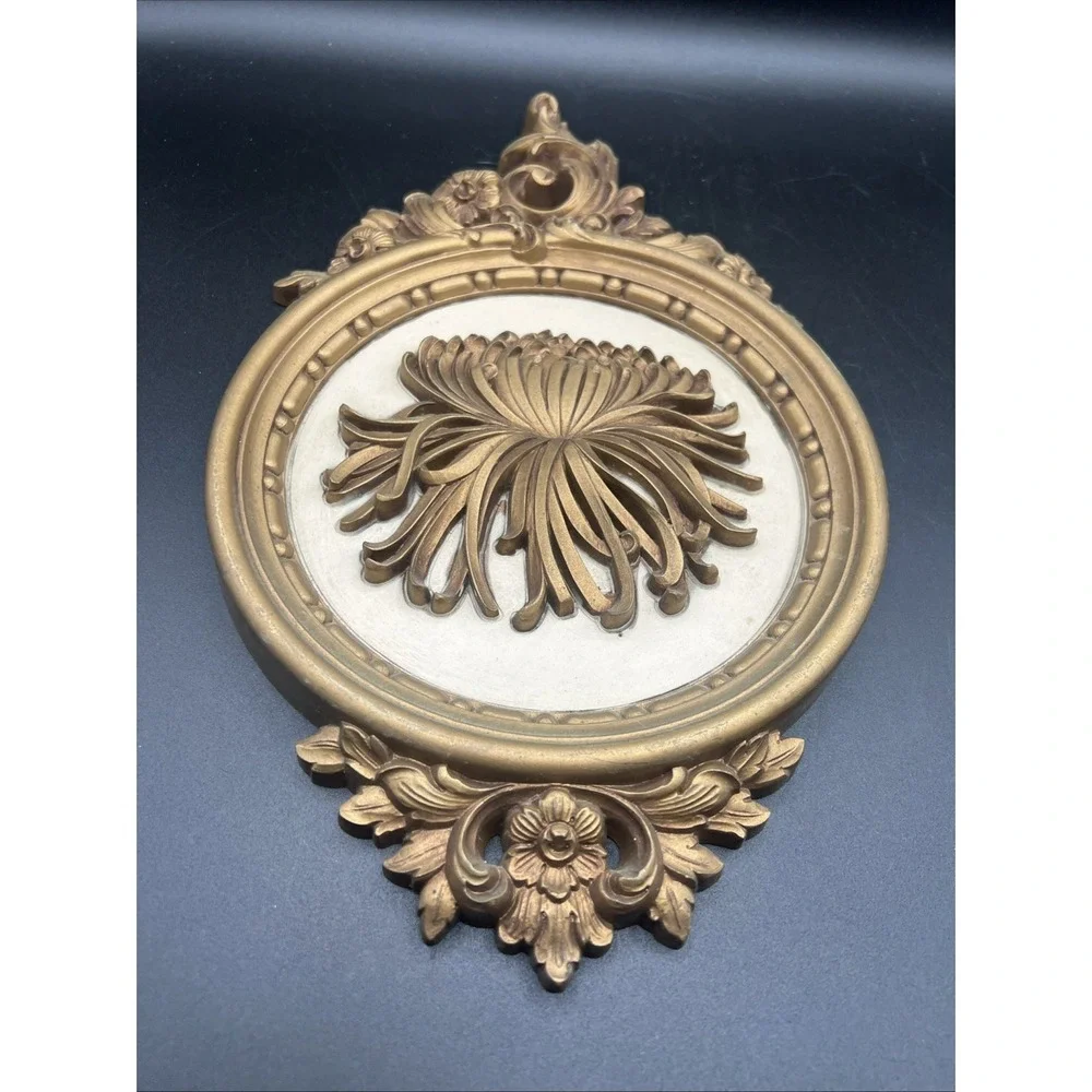 Set‎ Of 4 VTG 70's Dart Syroco Gold Plastic Floral Design Old Hollywood Wall Art